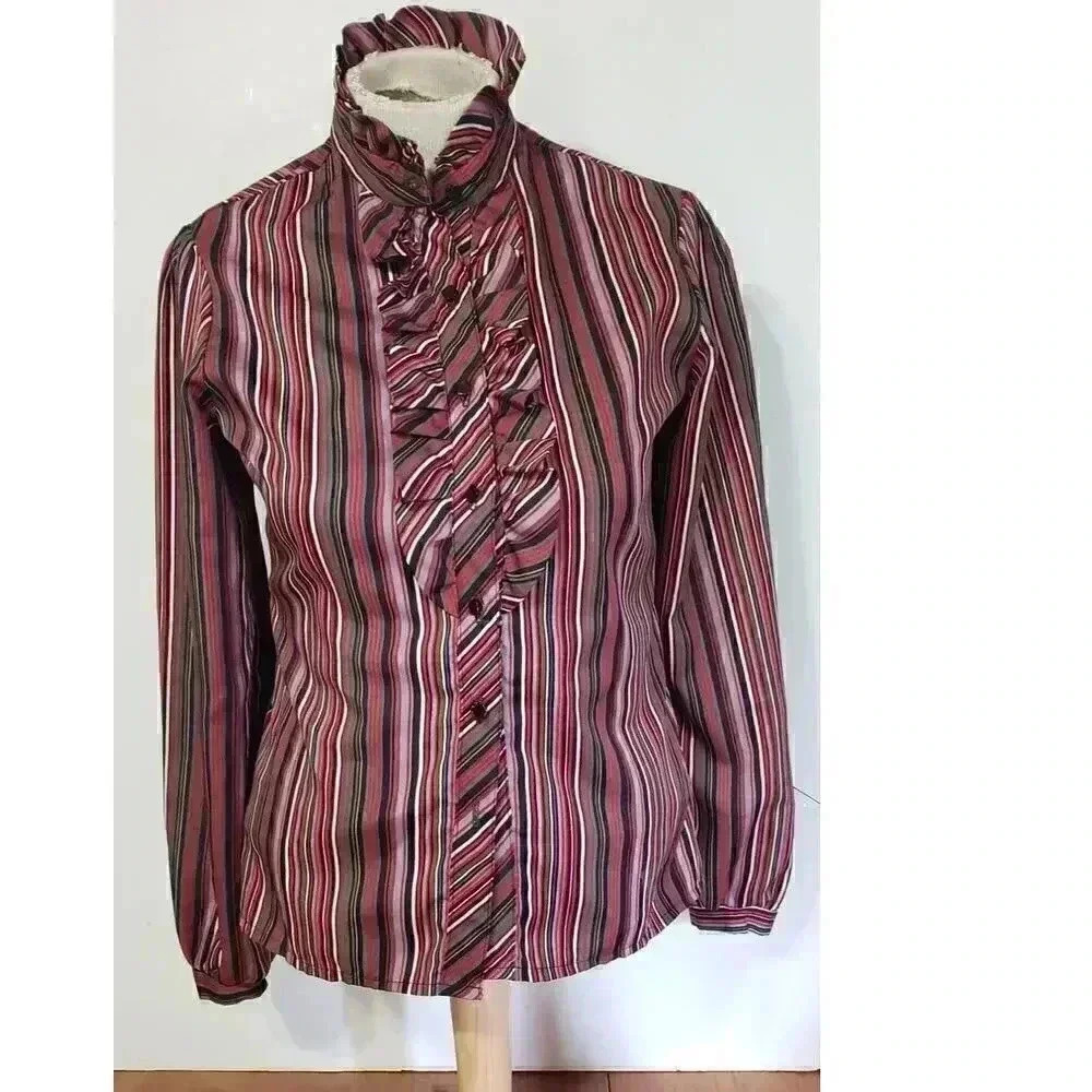 Vintage Sunny South button up blouse 1970s womens size 10 polyester SUPERFLY